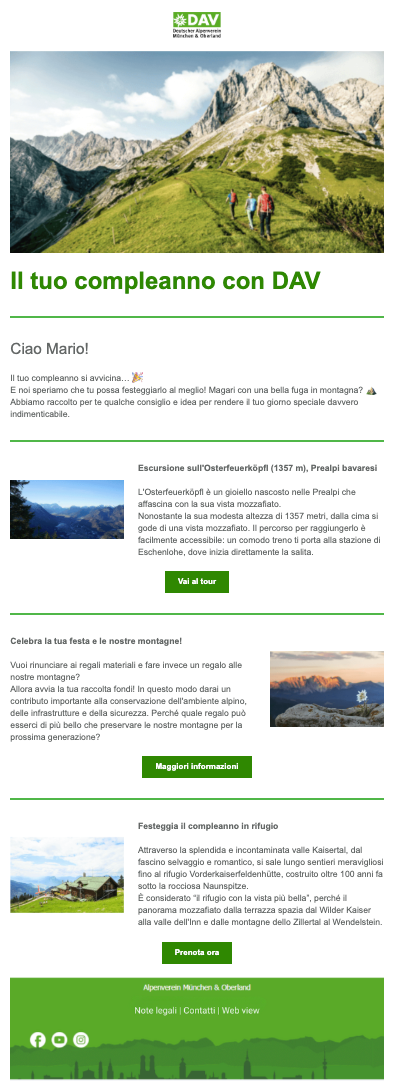 Esempio di newsletter per la fidelizzazione degli utenti
